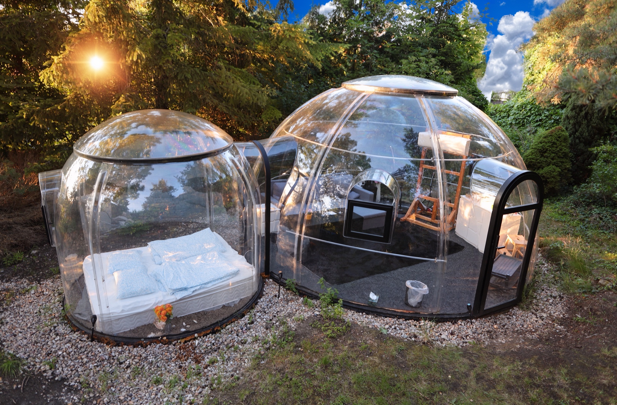 Pohled shora na bubliny Skyhomes